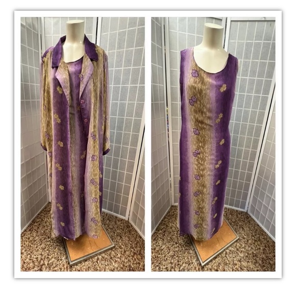 Esmeralda,dress,set,parties/cocktail,long, purple/gold,dress/light coat,size3X.: - Picture 1 of 12